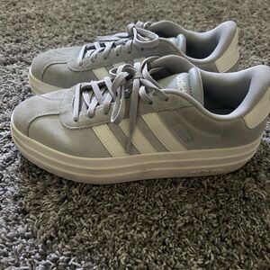 Adidas Light Gray and White Platform Sneakers